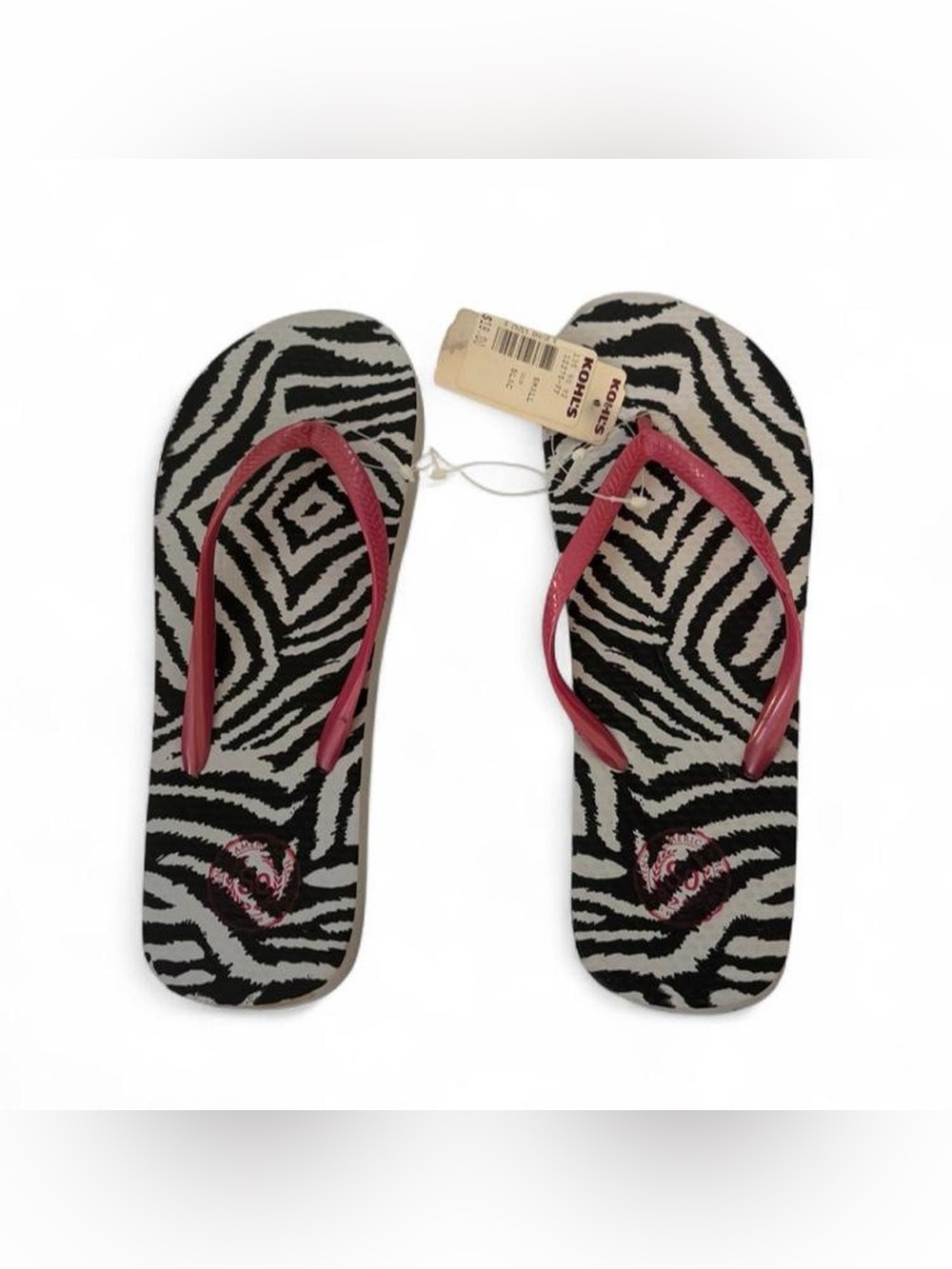 NWT Y2K SO Brand Zebra Flip Flops Mcbling